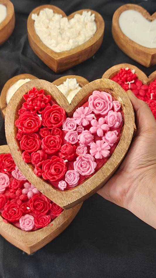 Wooden Heart Candle