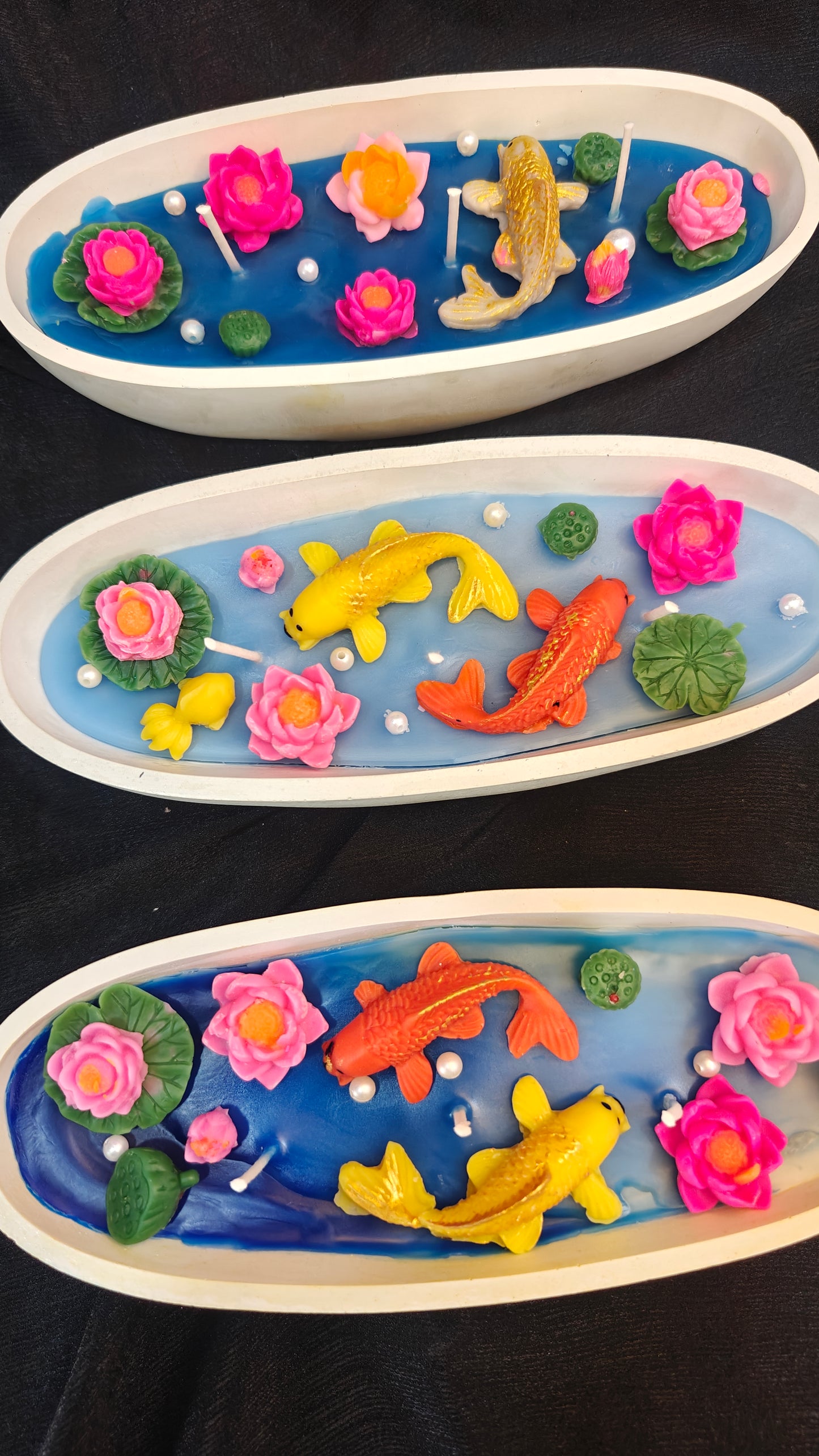 Handcrafted Koi Pond Boat Candle