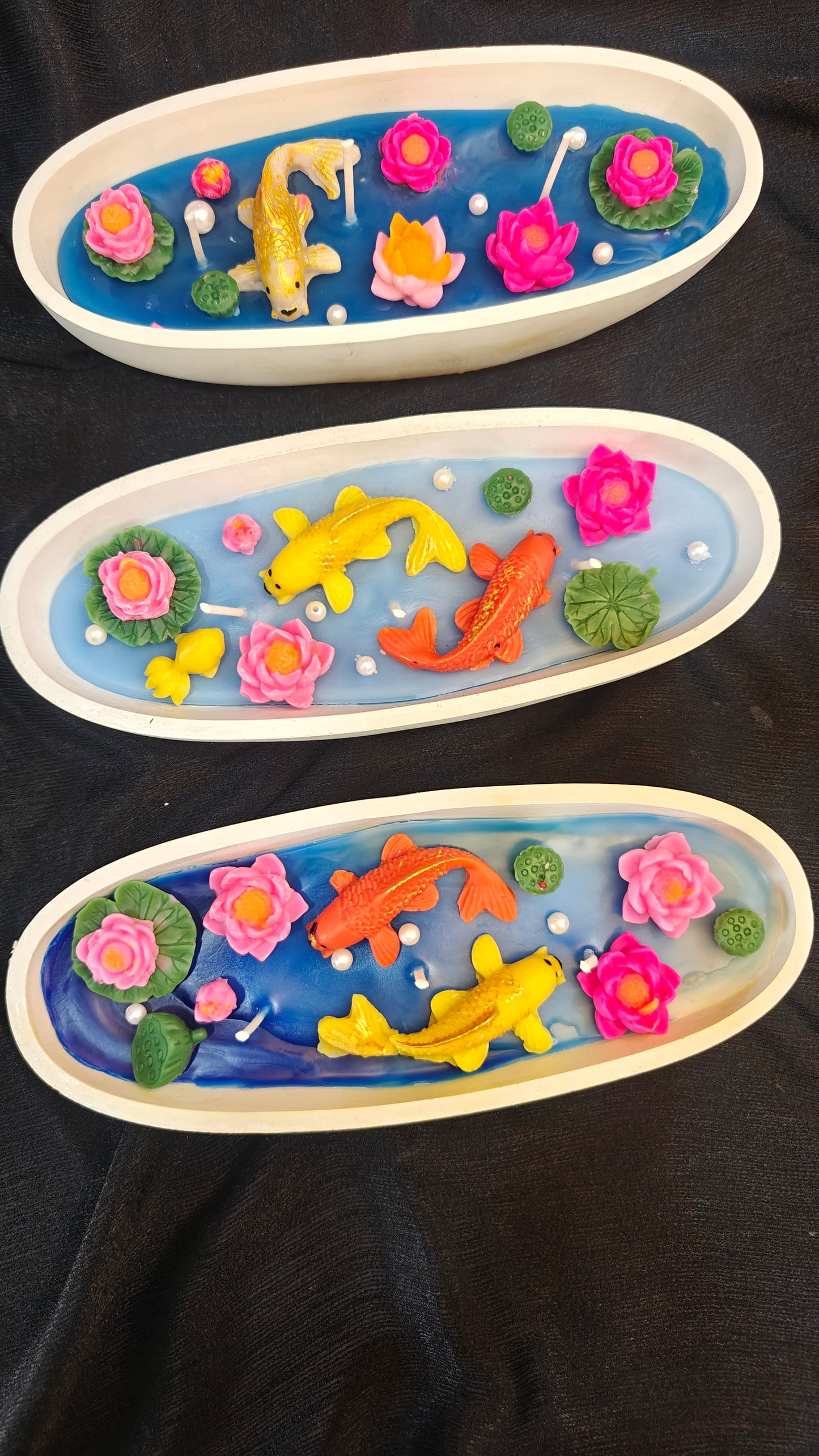 Handcrafted Koi Pond Boat Candle